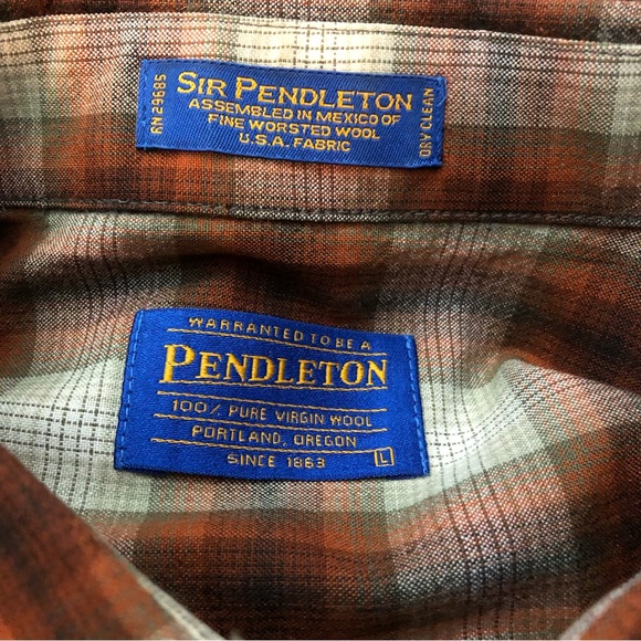 Pendleton Vintage 100% Virgin Wool Button Down Shirt Plaid Men’s Size Large - Picture 6 of 6